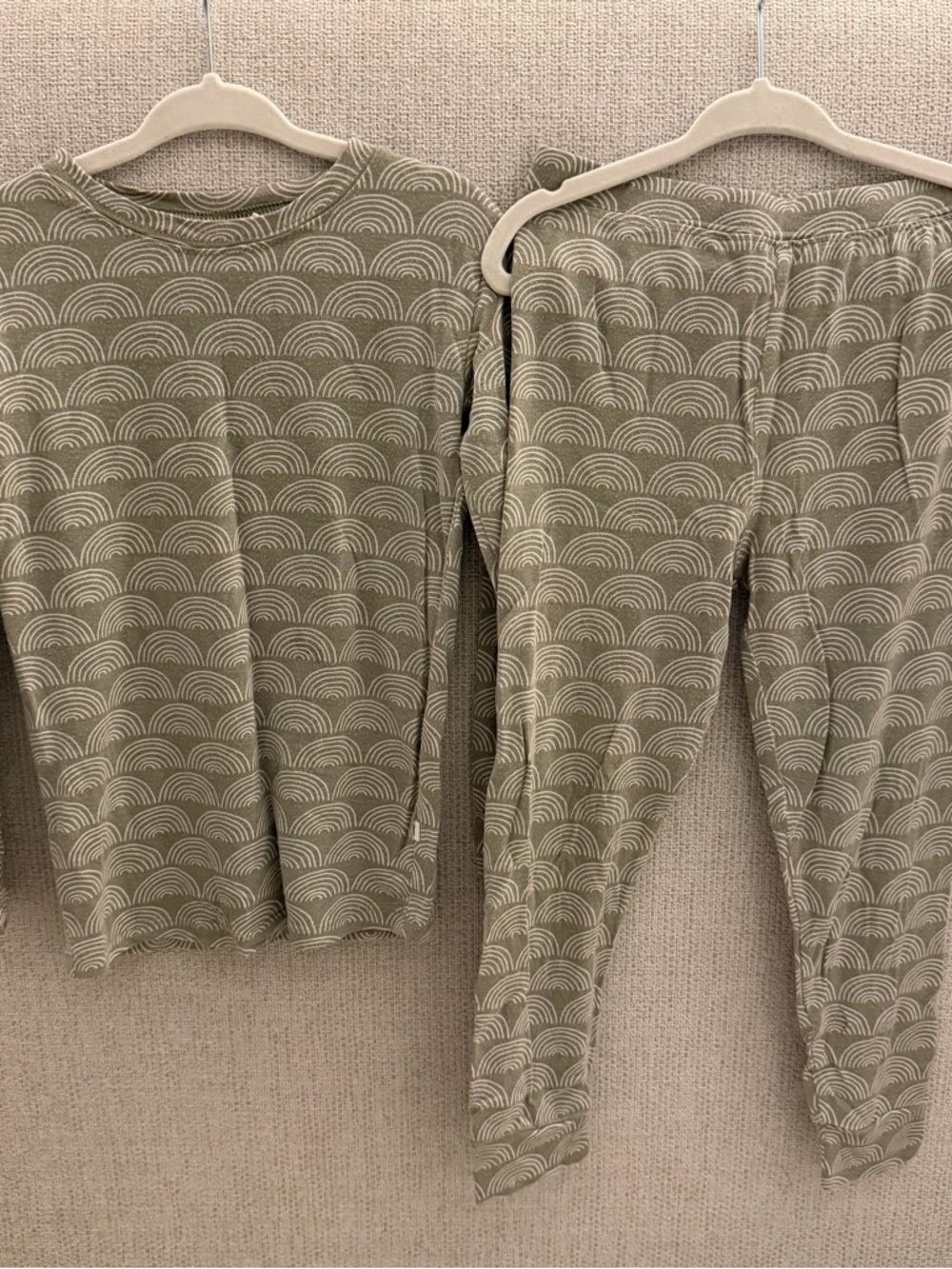 Kids Olive Green Patterned Pajama Set